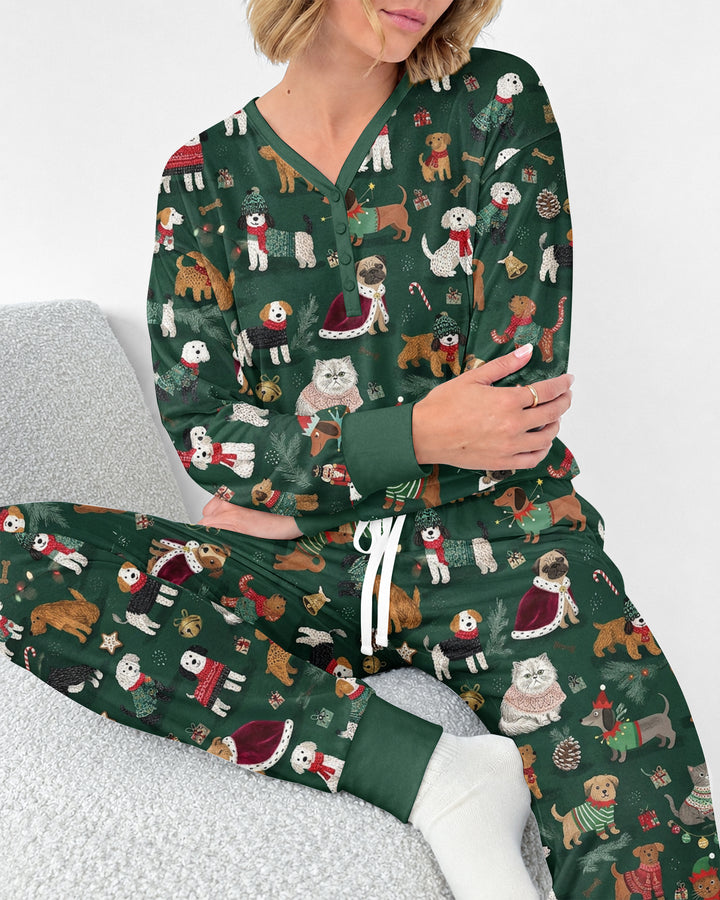 Winter Wonderland Bow Wow Bamboo Women Pajama Set