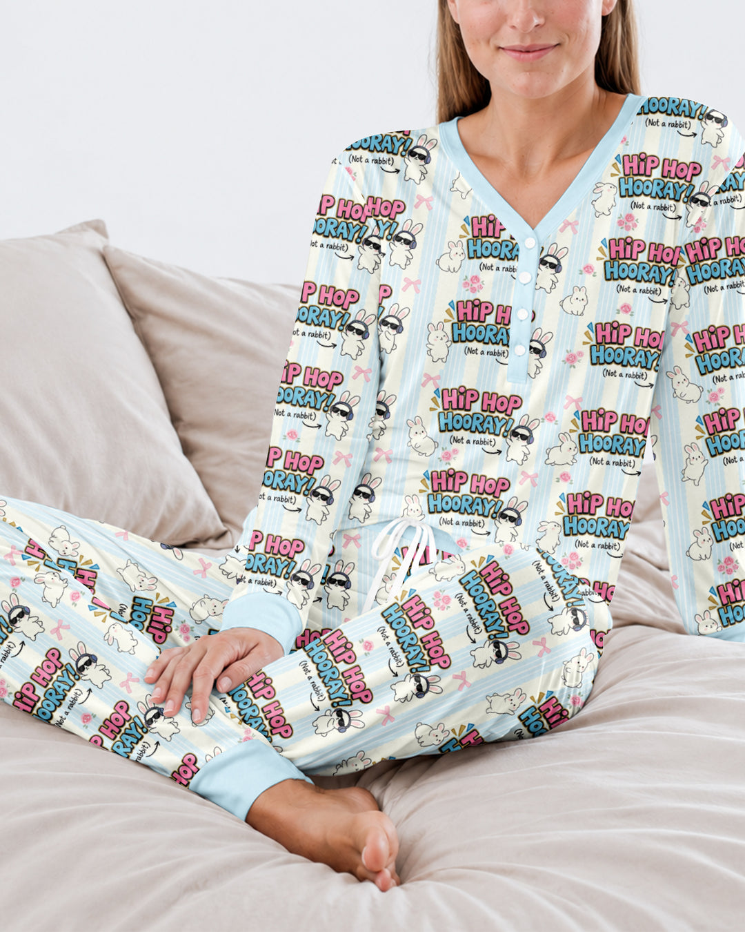 Hip Hop Bunny Bamboo Women Pajama Set