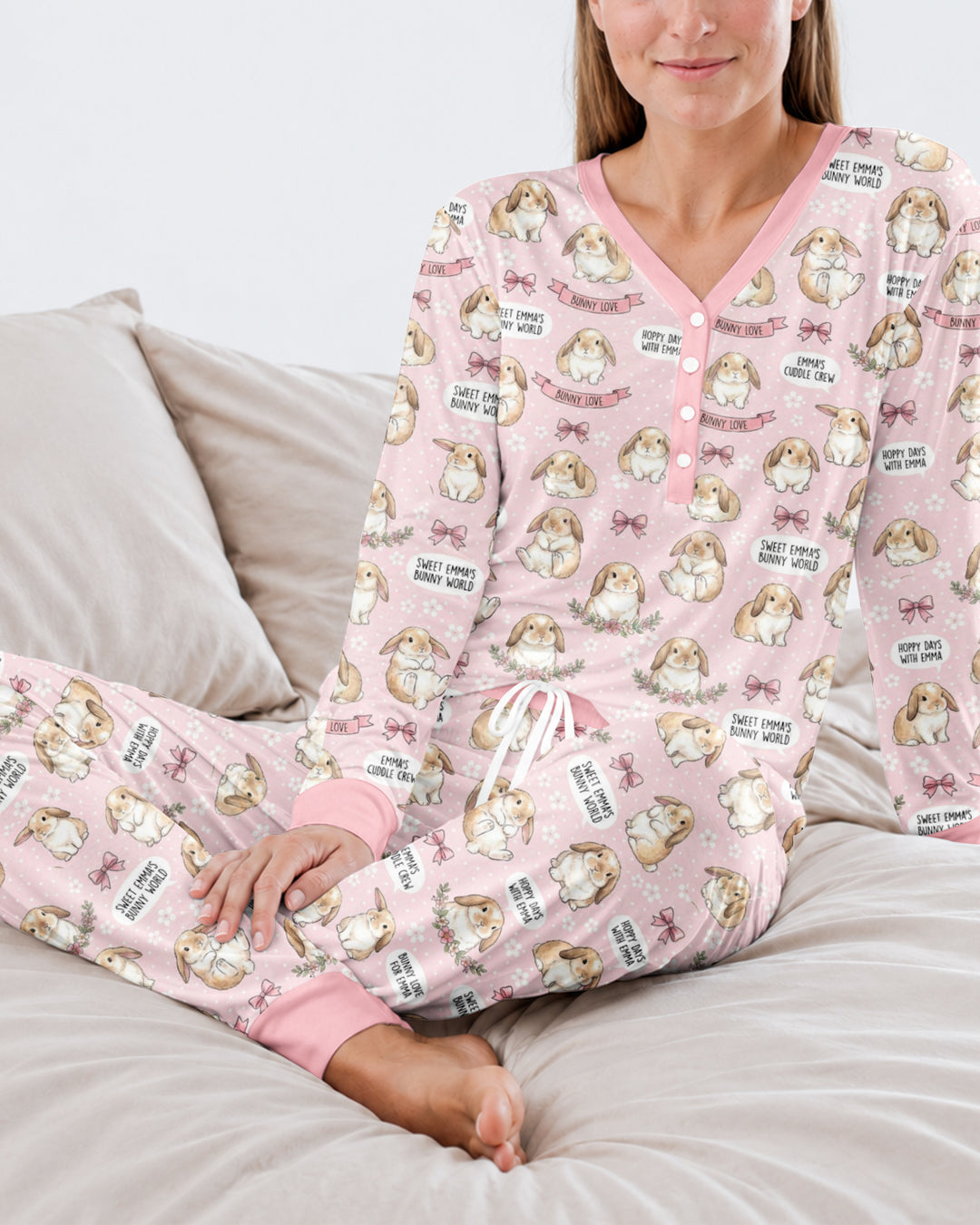 Sweet Bunny Worlds Bamboo Women Pajama Set