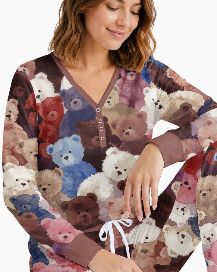 Teddy Bear Hug Jam Bamboo Women Pajama Set