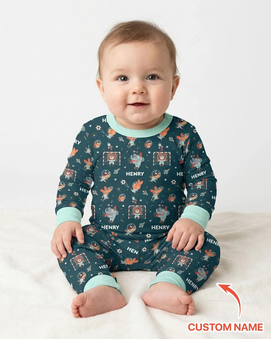 Zweiteiliges Langarm-Pyjama-Set mit Sommerfrüchten