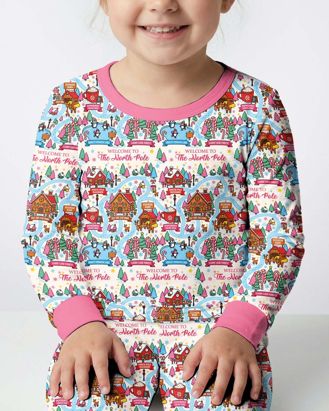 Pink North Pole Adventure Bamboo Two Piece Long Sleeve Pajama Set