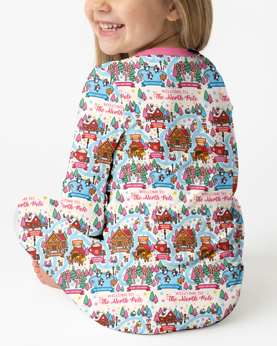 Pink North Pole Adventure Bamboo Two Piece Long Sleeve Pajama Set