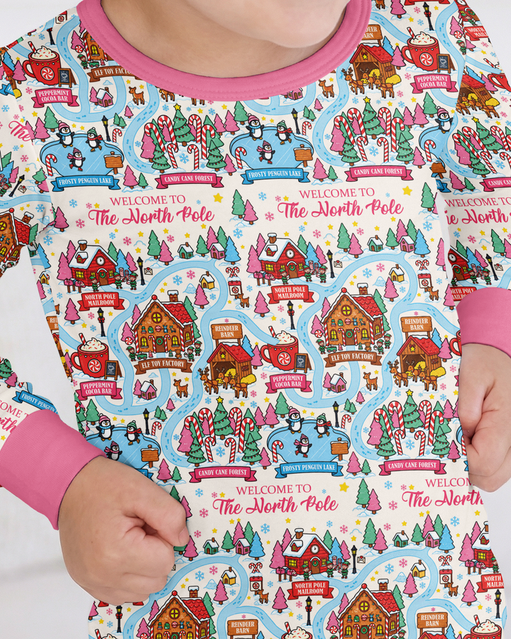 Pink North Pole Adventure Bamboo Two Piece Long Sleeve Pajama Set
