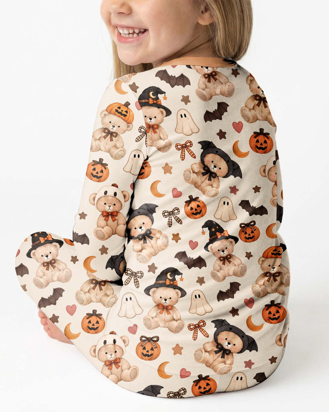 Cozy Coquette Teddy Bear Halloween Bamboo Two Piece Long Sleeve Pajama Set