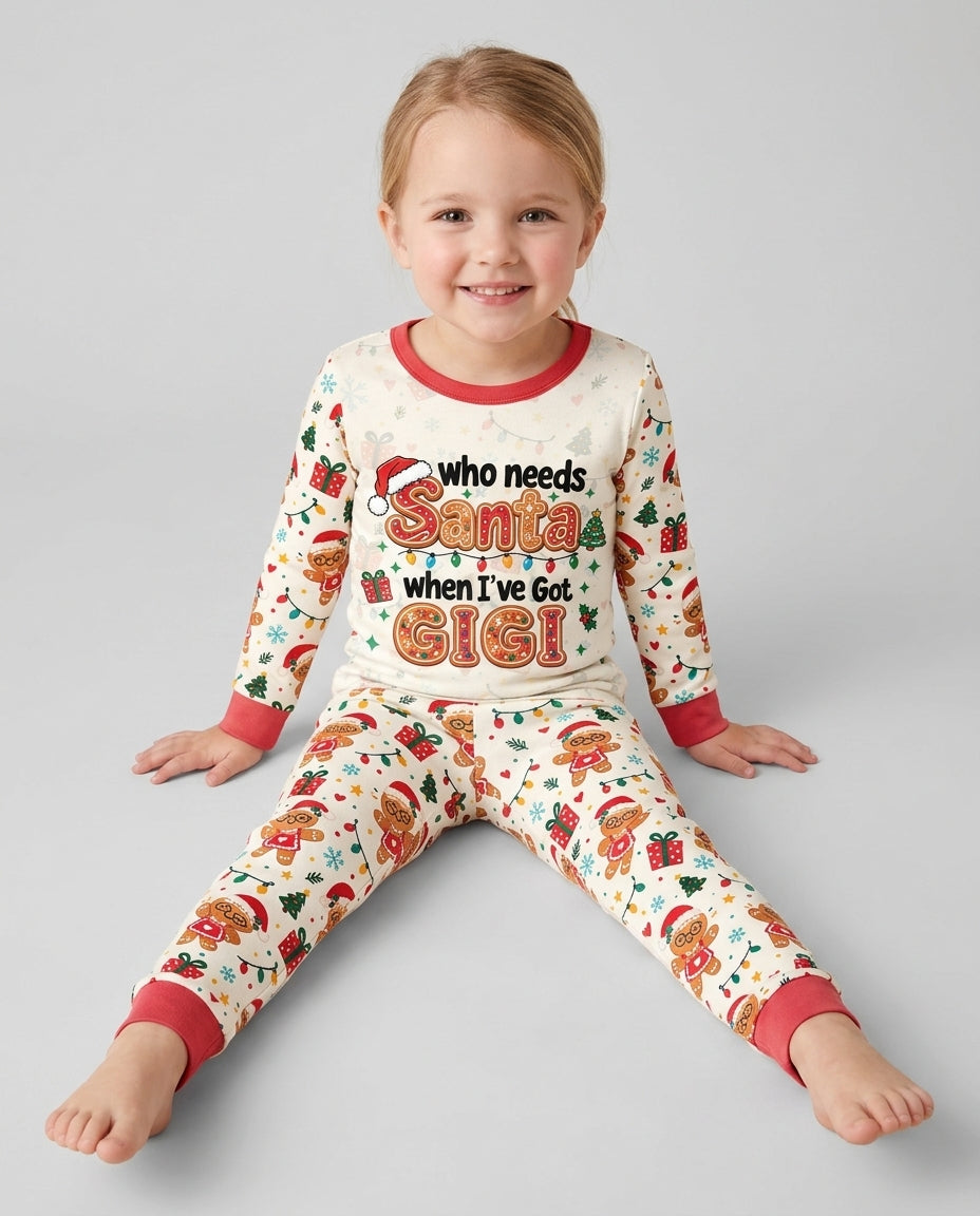 Who Needs Santa When I've Got Grandma Bamboo Two Piece Long Sleeve Pajama Set