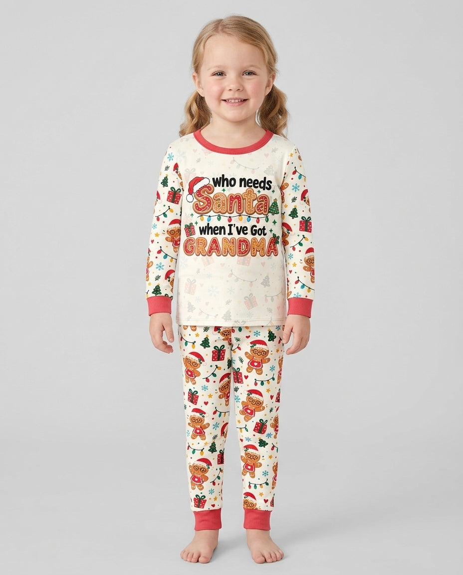 Who Needs Santa When I've Got Grandma Bamboo Two Piece Long Sleeve Pajama Set