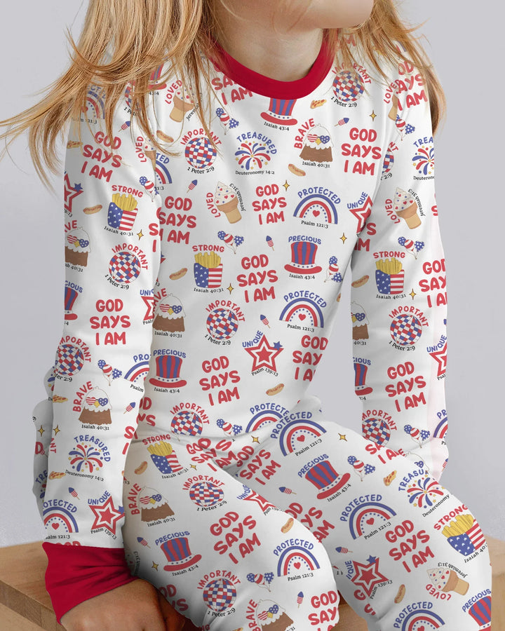 Zweiteiliges Langarm-Pyjama-Set mit Sommerfrüchten