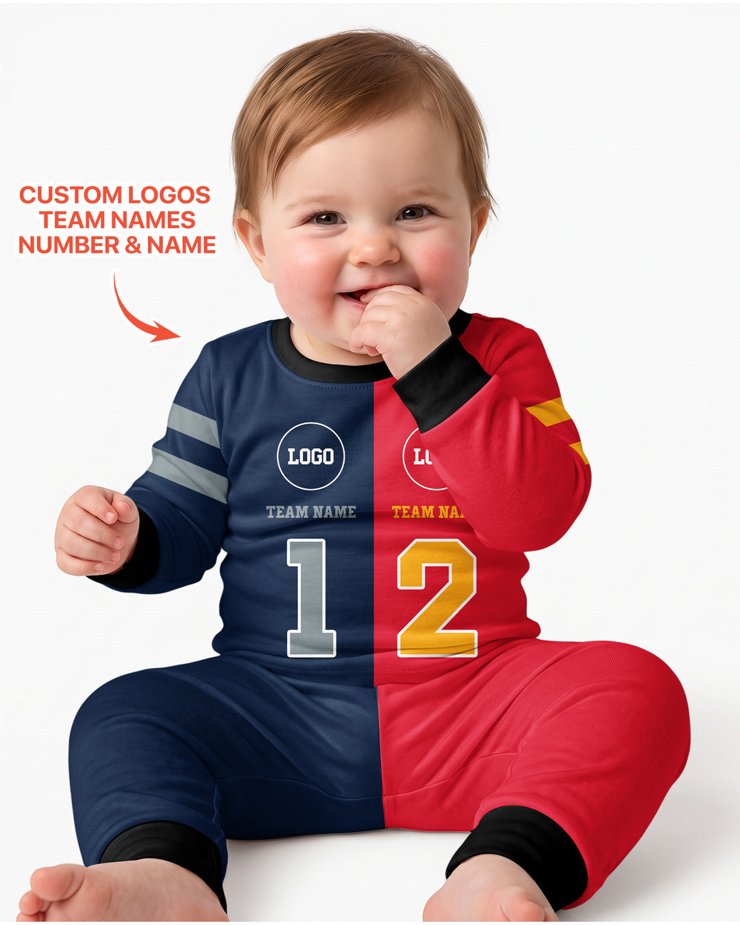Football Rivalry Family Personalized Bamboo Two Piece Long Sleeve Pajama Set