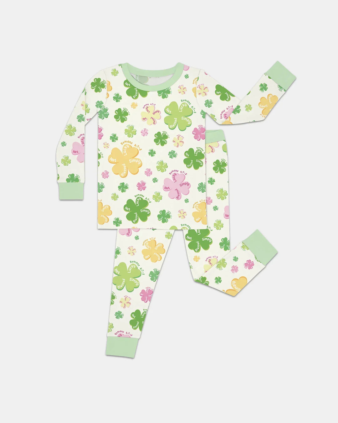 Shamrocks Print St. Patrick's Day Bamboo Two Piece Long Sleeve Pajama Set