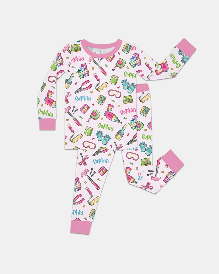 Zweiteiliges Langarm-Pyjama-Set mit Sommerfrüchten