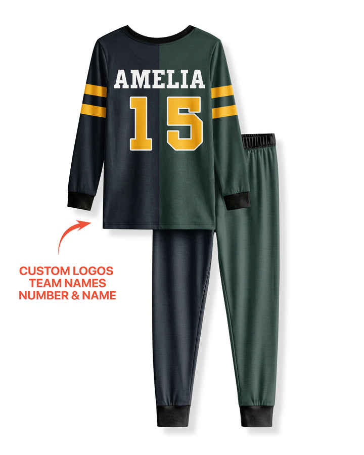 Football Rivalry Family Personalized Bamboo Two Piece Long Sleeve Pajama Set