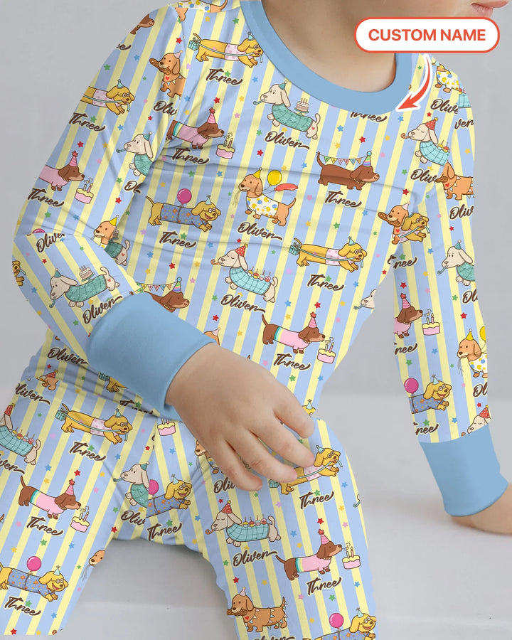 Zweiteiliges Langarm-Pyjama-Set mit Sommerfrüchten