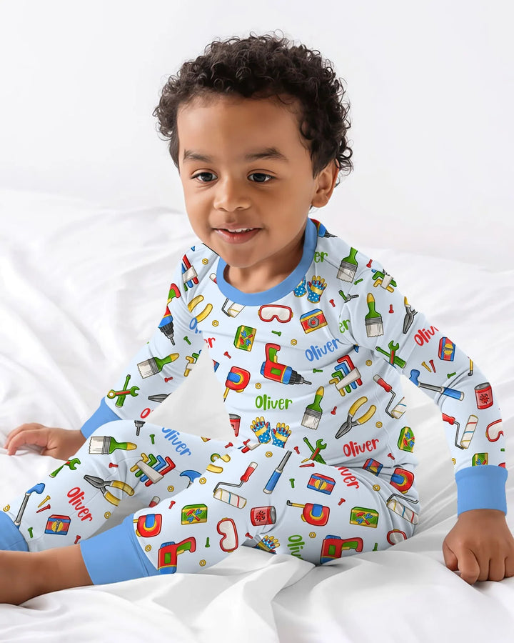 Zweiteiliges Langarm-Pyjama-Set mit Sommerfrüchten