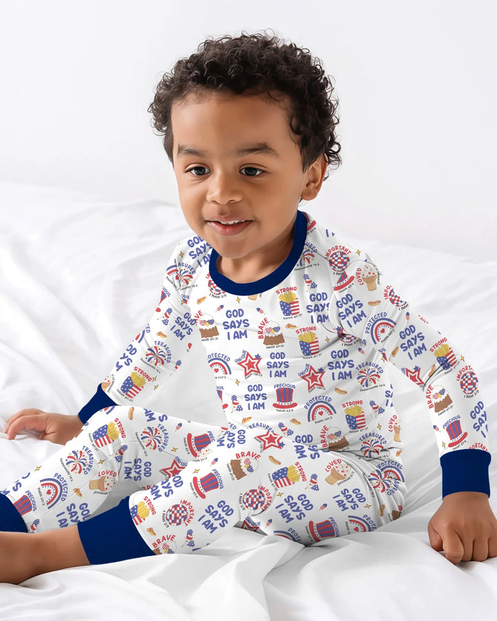 Zweiteiliges Langarm-Pyjama-Set mit Sommerfrüchten