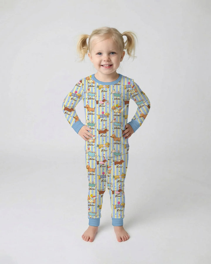 Zweiteiliges Langarm-Pyjama-Set mit Sommerfrüchten