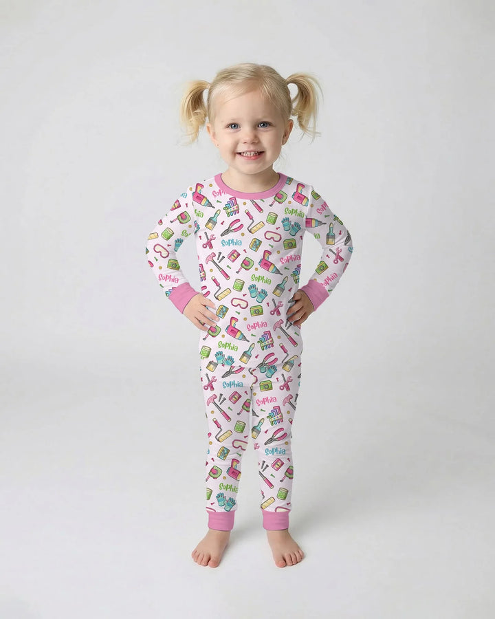Zweiteiliges Langarm-Pyjama-Set mit Sommerfrüchten