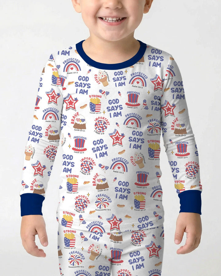 Zweiteiliges Langarm-Pyjama-Set mit Sommerfrüchten