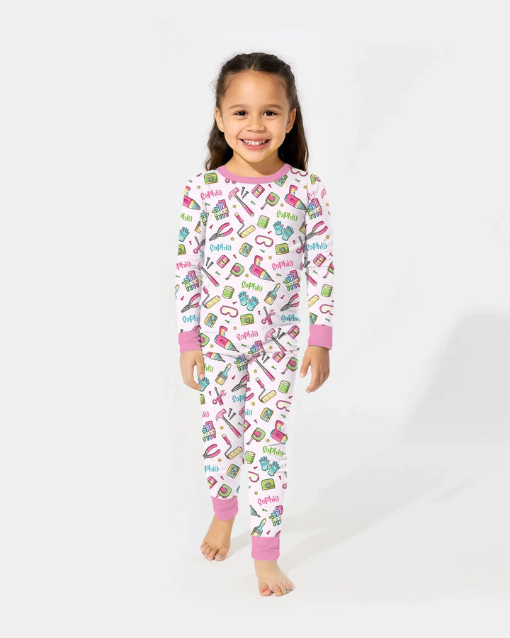 Zweiteiliges Langarm-Pyjama-Set mit Sommerfrüchten