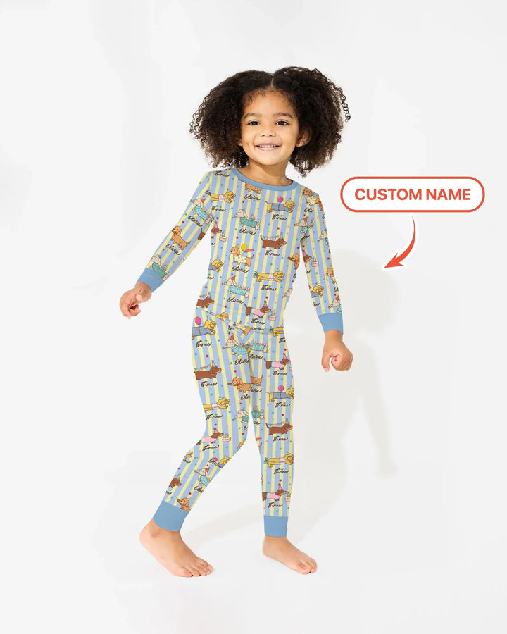 Zweiteiliges Langarm-Pyjama-Set mit Sommerfrüchten