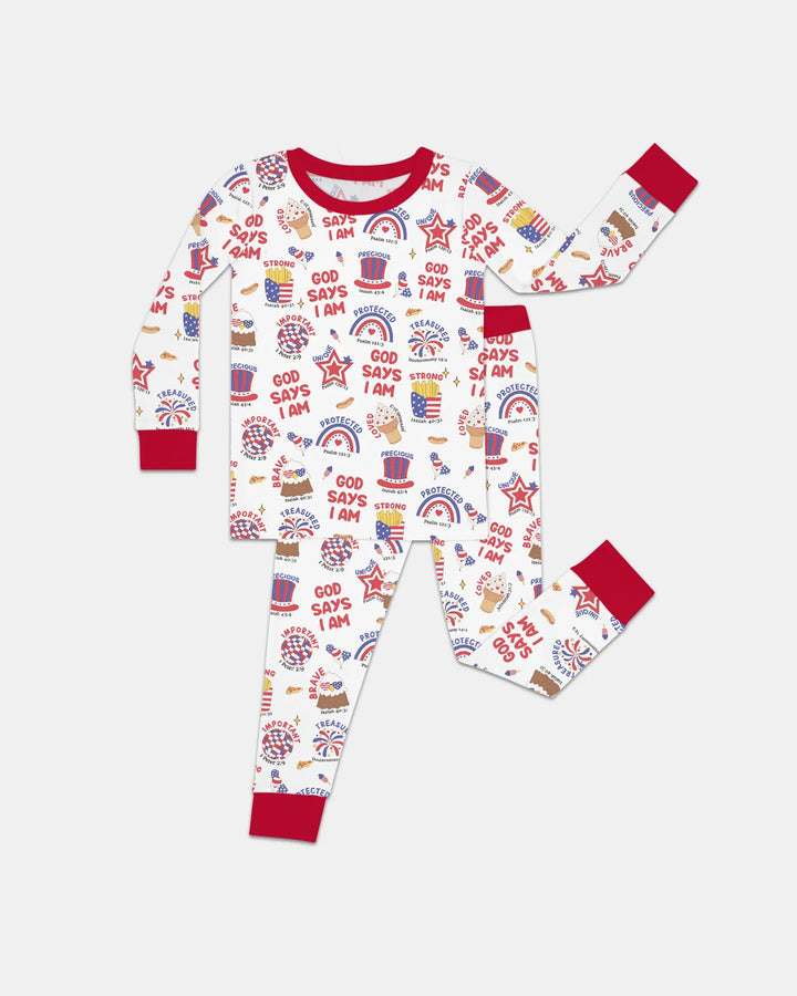 Zweiteiliges Langarm-Pyjama-Set mit Sommerfrüchten