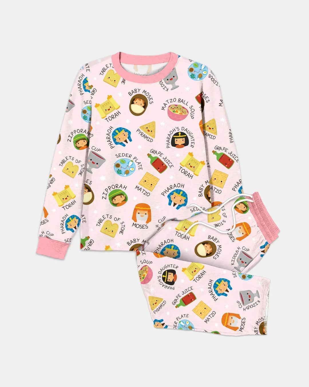 Cute Passover Characters Bamboo Men's Pajama Set