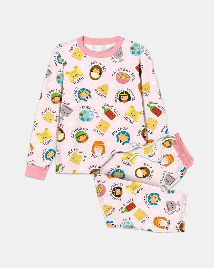 Cute Passover Characters Bamboo Men's Pajama Set