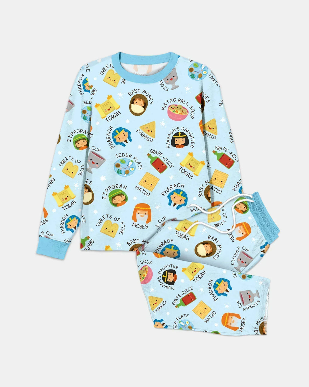 Cute Passover Characters Bamboo Men's Pajama Set