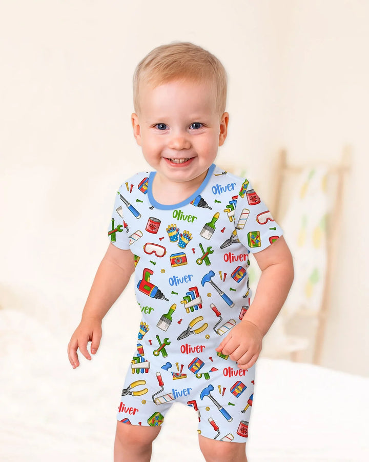 Zweiteiliges Pyjama-Set mit kurzen Ärmeln und Shorts im Sommer-Design