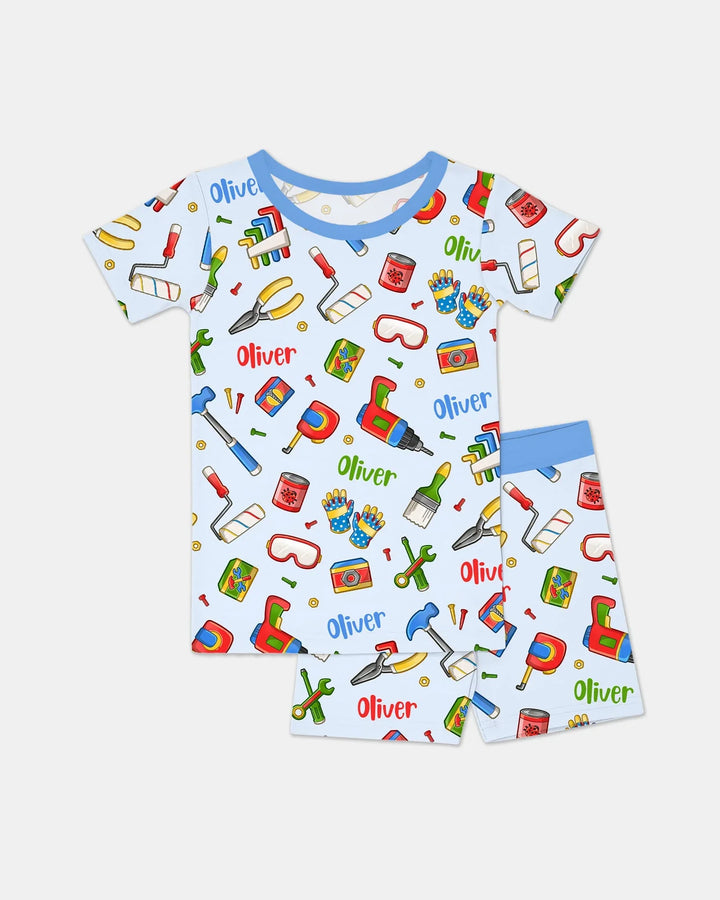 Zweiteiliges Pyjama-Set mit kurzen Ärmeln und Shorts im Sommer-Design