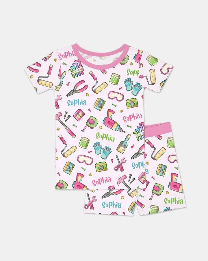 Zweiteiliges Pyjama-Set mit kurzen Ärmeln und Shorts im Sommer-Design