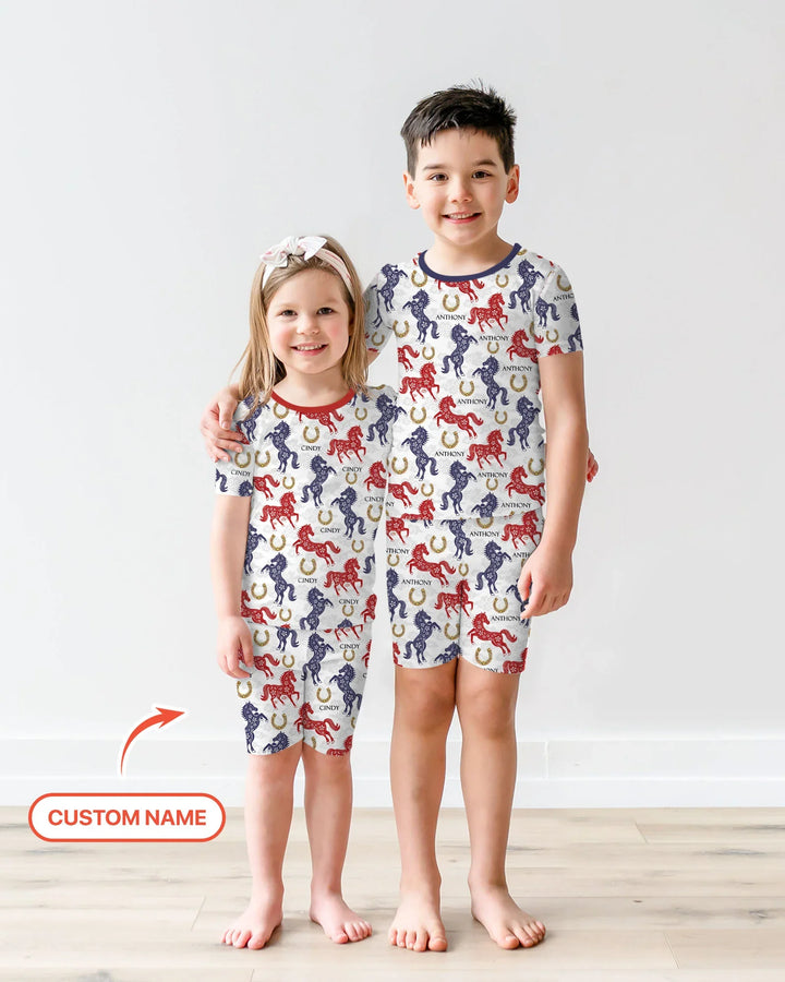 Zweiteiliges Pyjama-Set mit kurzen Ärmeln und Shorts im Sommer-Design