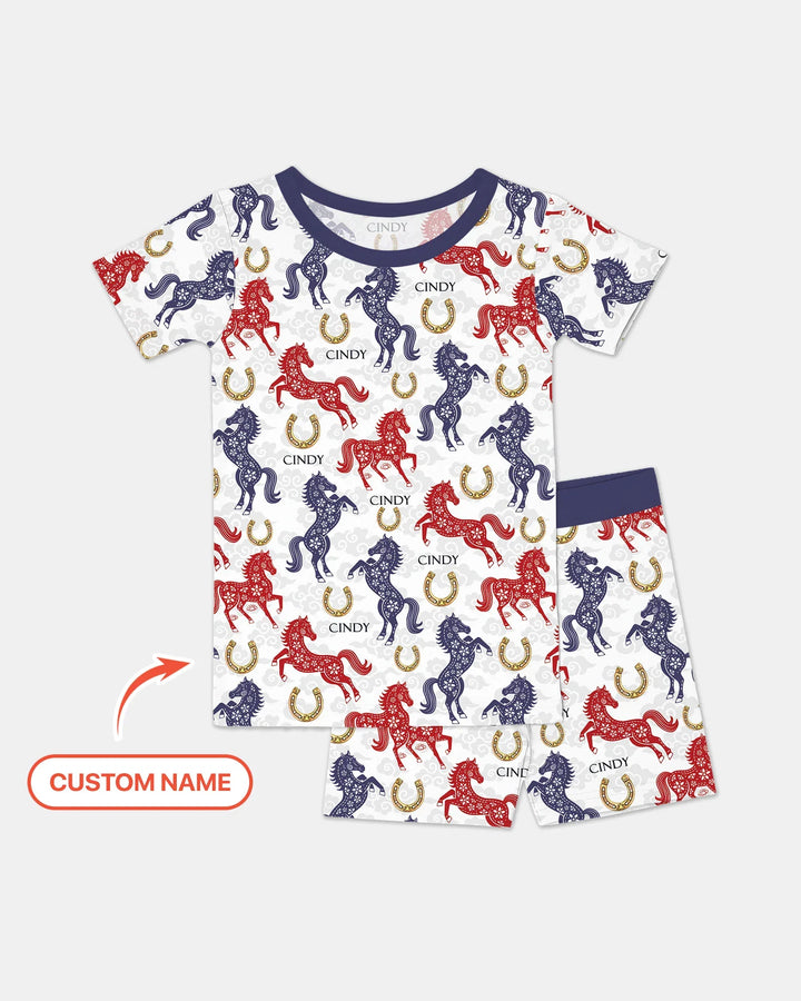 Zweiteiliges Pyjama-Set mit kurzen Ärmeln und Shorts im Sommer-Design
