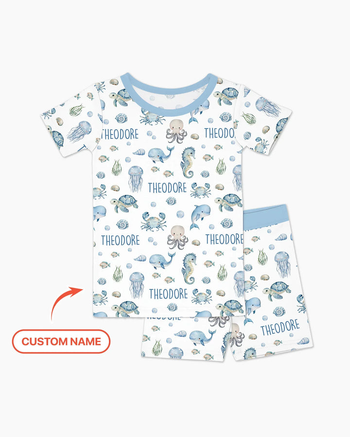 Zweiteiliges Pyjama-Set mit kurzen Ärmeln und Shorts im Sommer-Design