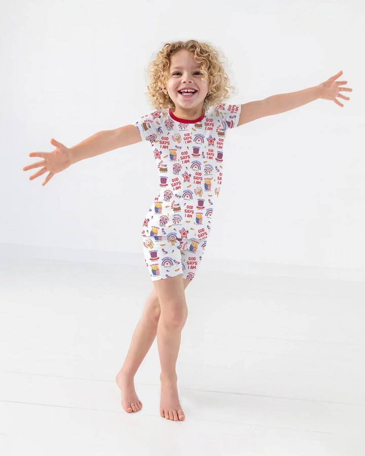 Zweiteiliges, kurzärmliges Pyjama-Set mit Marienkäfern