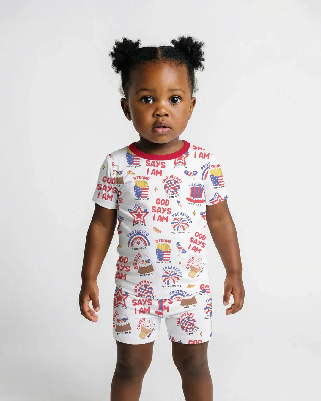Zweiteiliges, kurzärmliges Pyjama-Set mit Marienkäfern