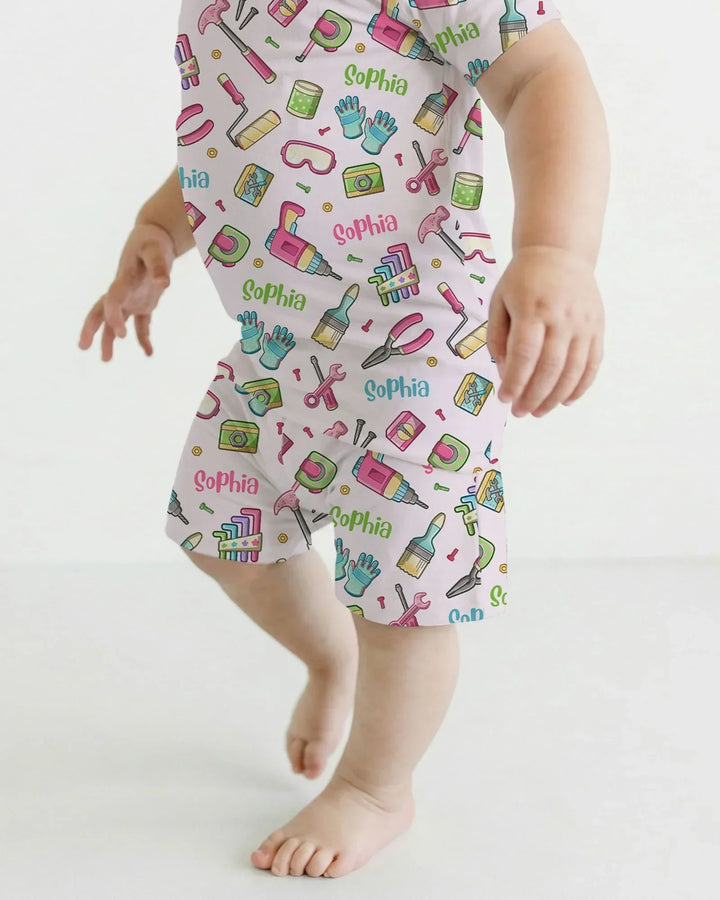 Zweiteiliges Pyjama-Set mit kurzen Ärmeln und Shorts im Sommer-Design