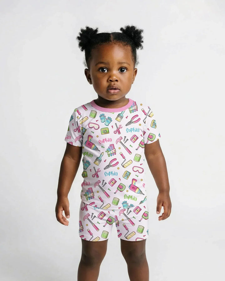 Zweiteiliges Pyjama-Set mit kurzen Ärmeln und Shorts im Sommer-Design