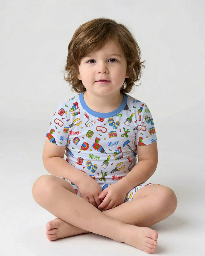 Zweiteiliges Pyjama-Set mit kurzen Ärmeln und Shorts im Sommer-Design