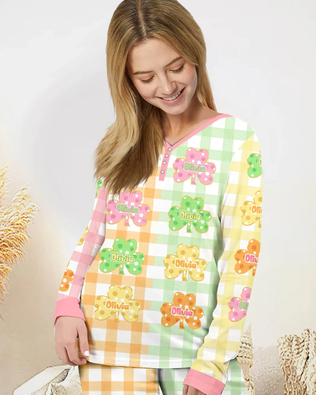 Glücksklee Bambus Damen Pyjama-Set