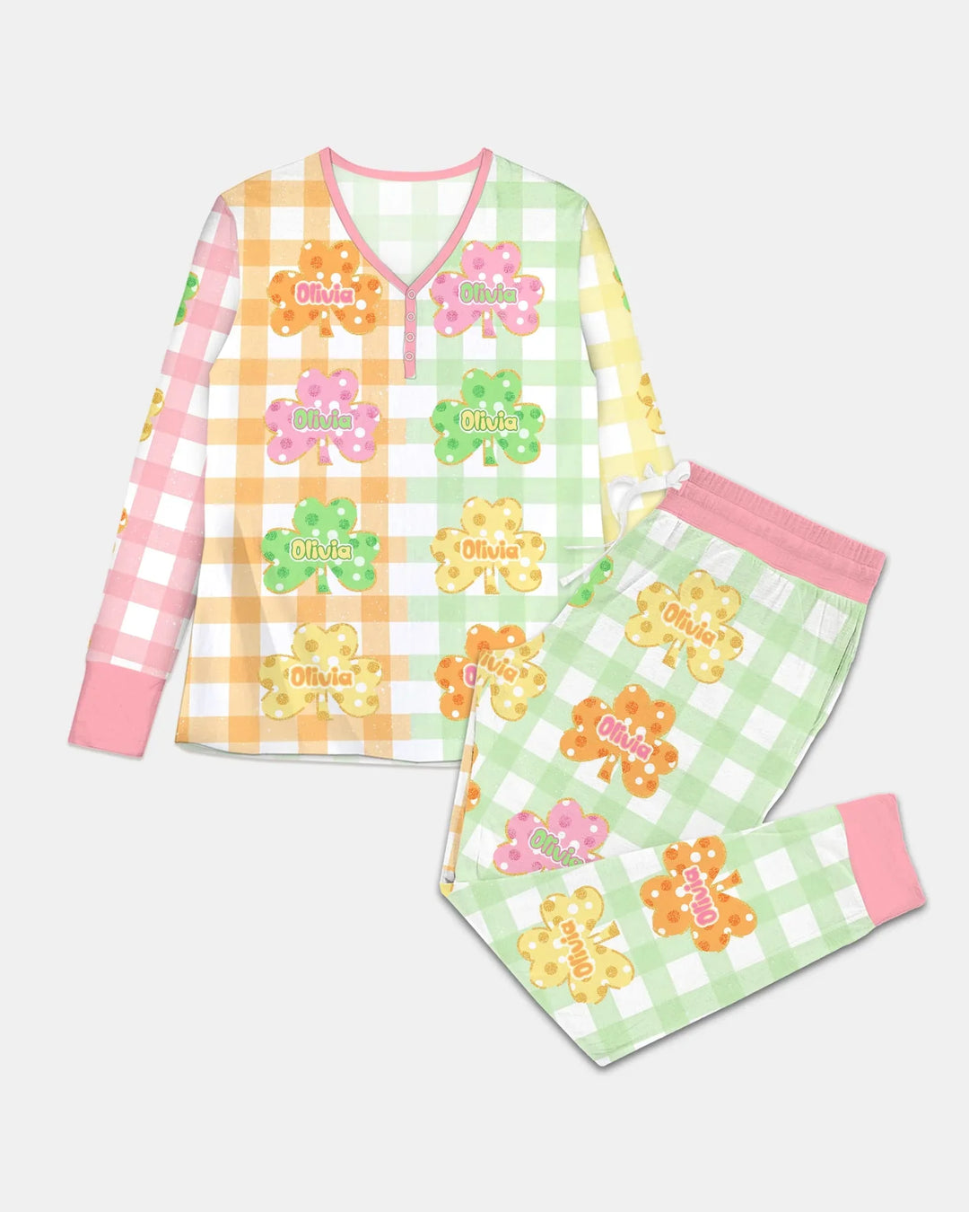 Glücksklee Bambus Damen Pyjama-Set