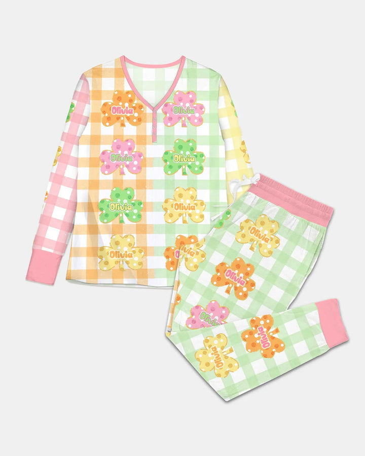 Glücksklee Bambus Damen Pyjama-Set
