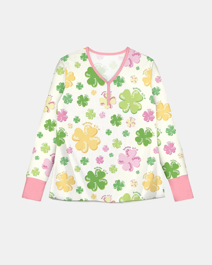 Shamrocks Print St. Patrick's Day Bamboo Women Pajama Set