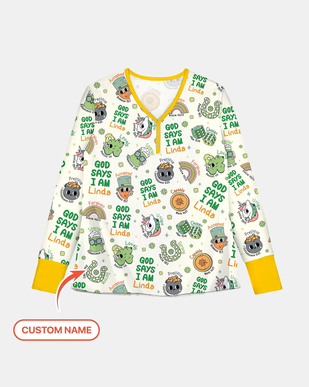 Personalized God Says I Am St. Patrick's Day Family Matching Bamboo Women Pajama Set