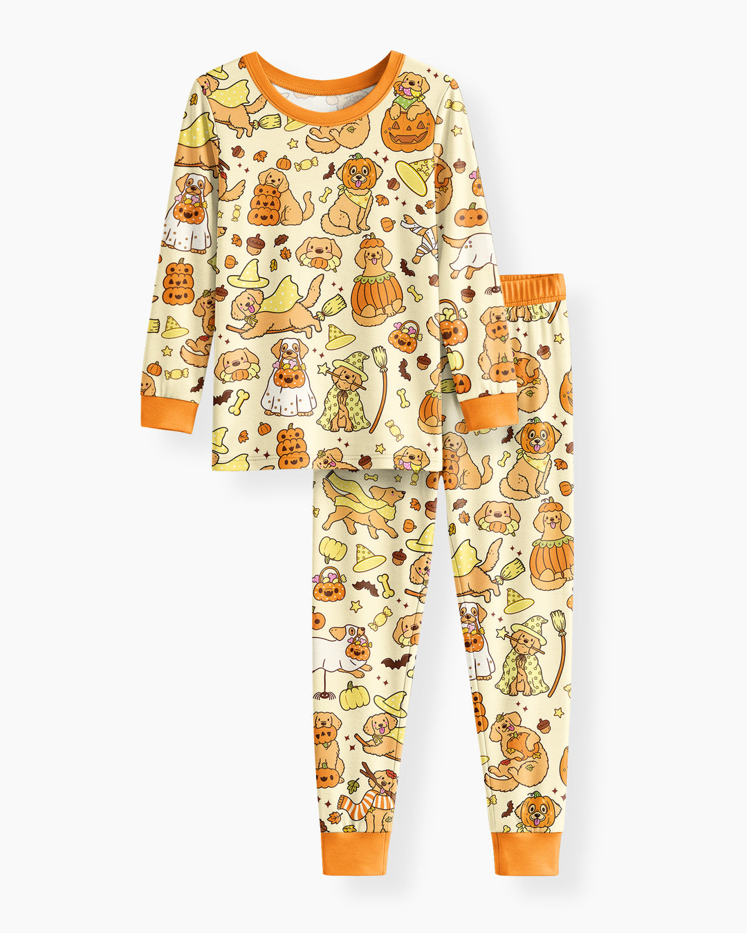Spooky Golden Pups Bamboo Two Piece Long Sleeve Pajama Set