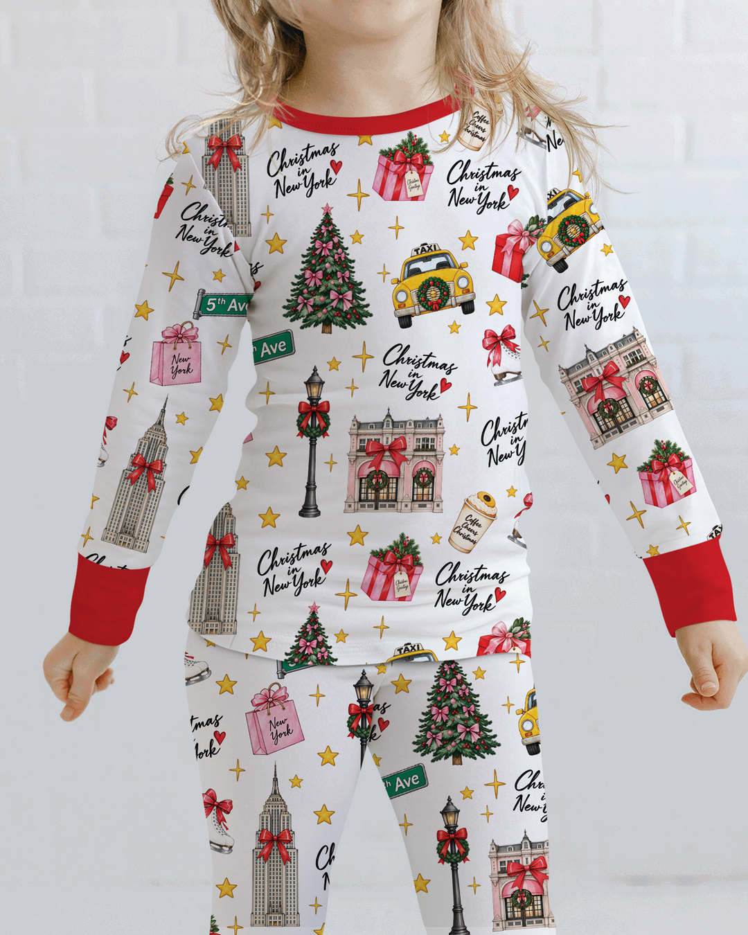 Christmas In NYC Bamboo Two Piece Long Sleeve Pajama Set