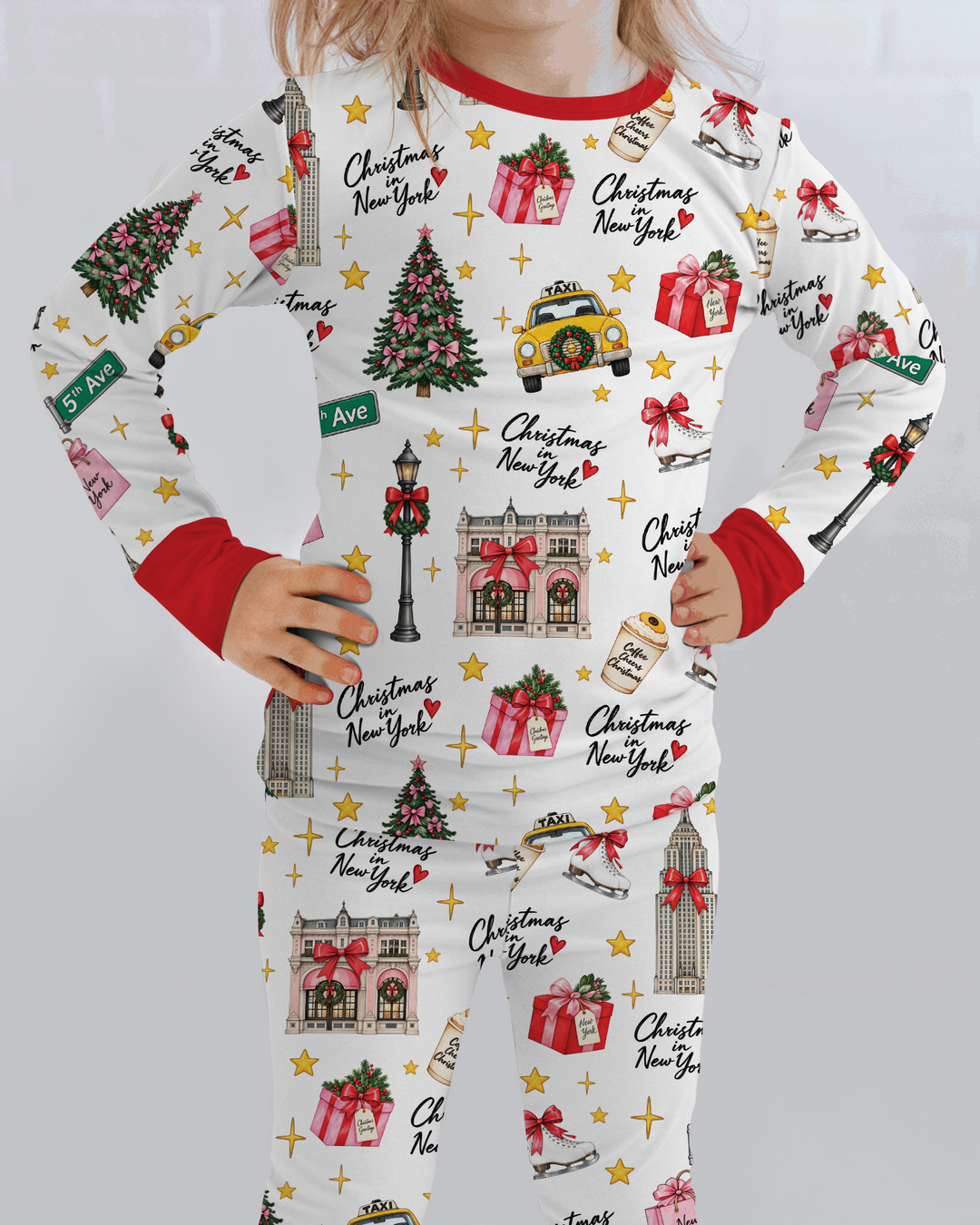 Christmas In NYC Bamboo Two Piece Long Sleeve Pajama Set