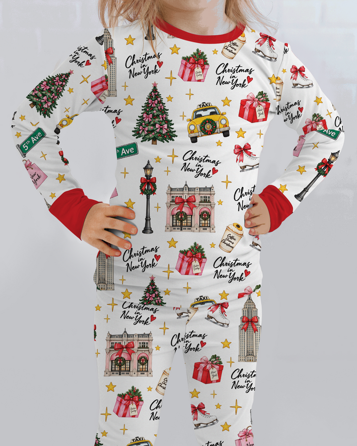 Christmas In NYC Bamboo Two Piece Long Sleeve Pajama Set