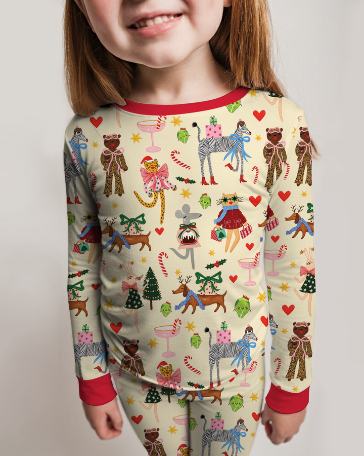 Animals Christmas Bamboo Two Piece Long Sleeve Pajama Set