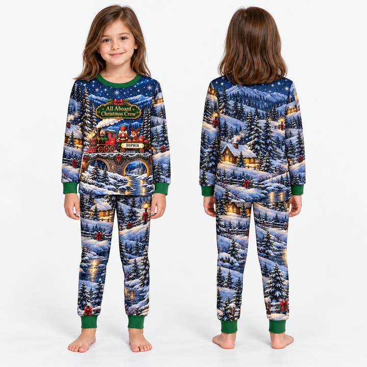All Aboard Christmas Crew Bamboo Two Piece Long Sleeve Pajama Set